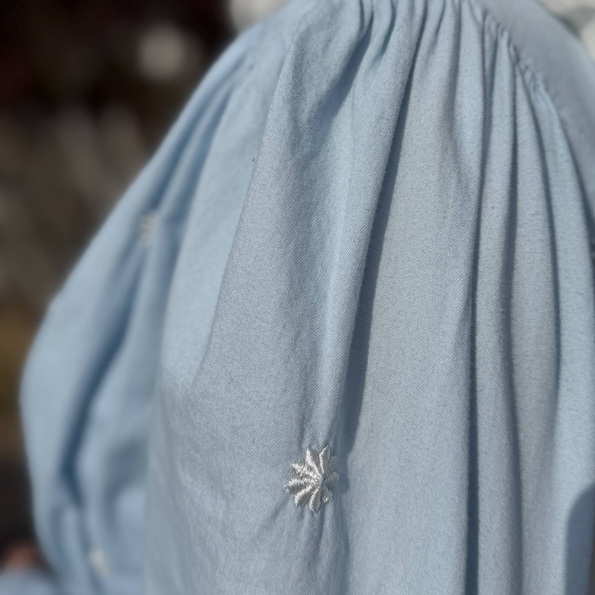 Powder Blue Embroidered Cotton Dress